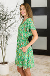 Chic Repeat V-Neck Dress in Multi-Color