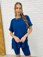 Comfy Cruising Top and Biker Shorts Set in Navy