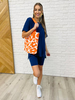 Comfy Cruising Top and Biker Shorts Set in Navy