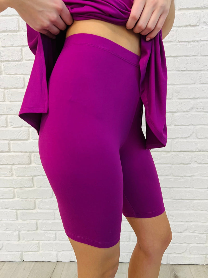 Comfy Cruising Top and Biker Shorts Set in Plum