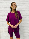 Comfy Cruising Top and Biker Shorts Set in Plum