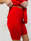 Comfy Cruising Top and Biker Shorts Set in Ruby Red