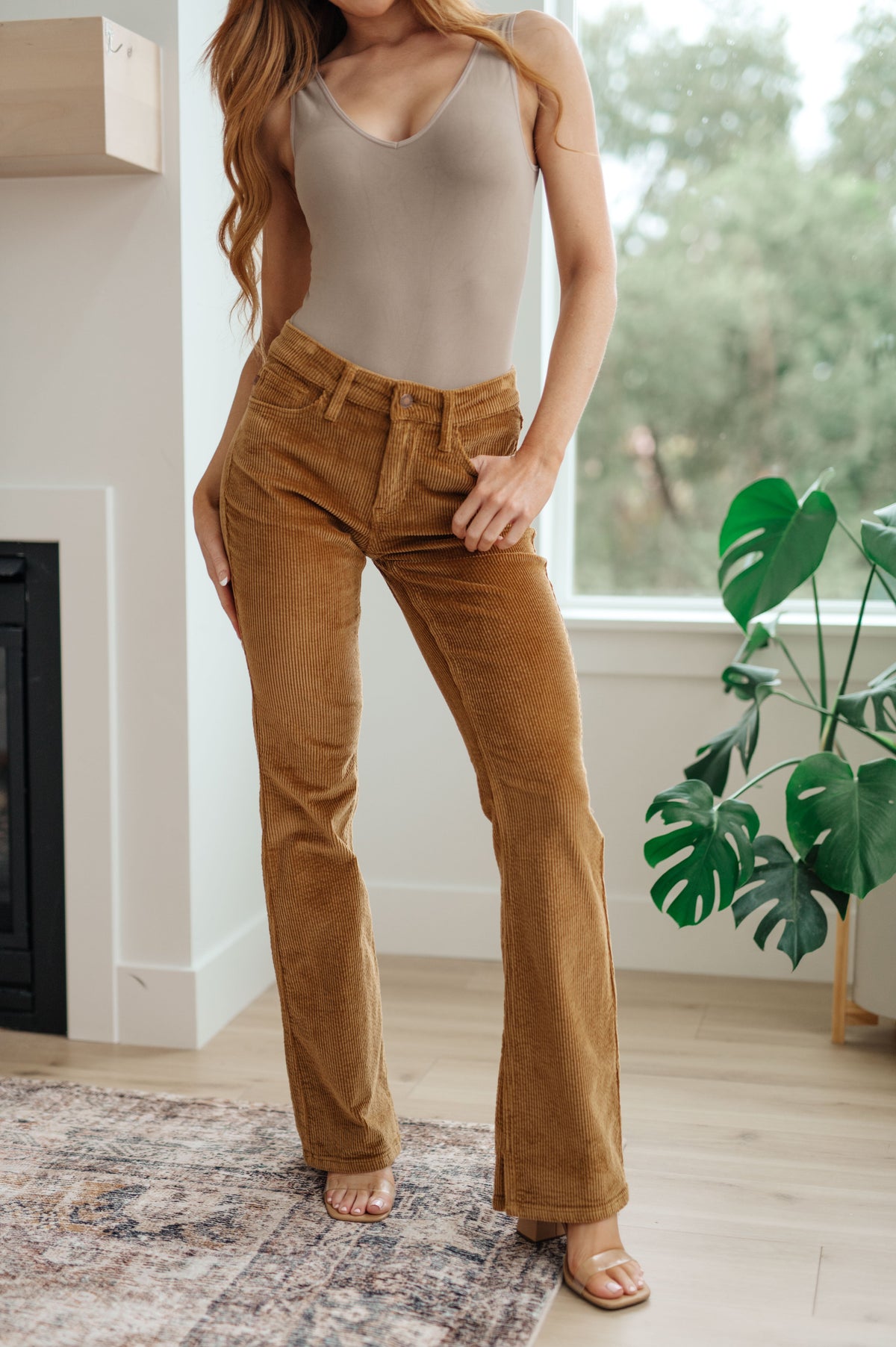 Cordelia Bootcut Corduroy Judy Blue Pants in Camel