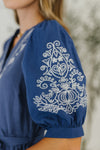 Delicate Devotion Puff Sleeve Dress in Blue