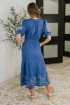 Delicate Devotion Puff Sleeve Dress in Blue