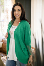 Delightfully Layered Cardigan - Kelly Green