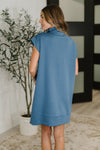 Easy Hustle High Neck Dress in Dusty Blue