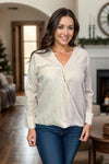 Emma Oatmeal Surplice Top