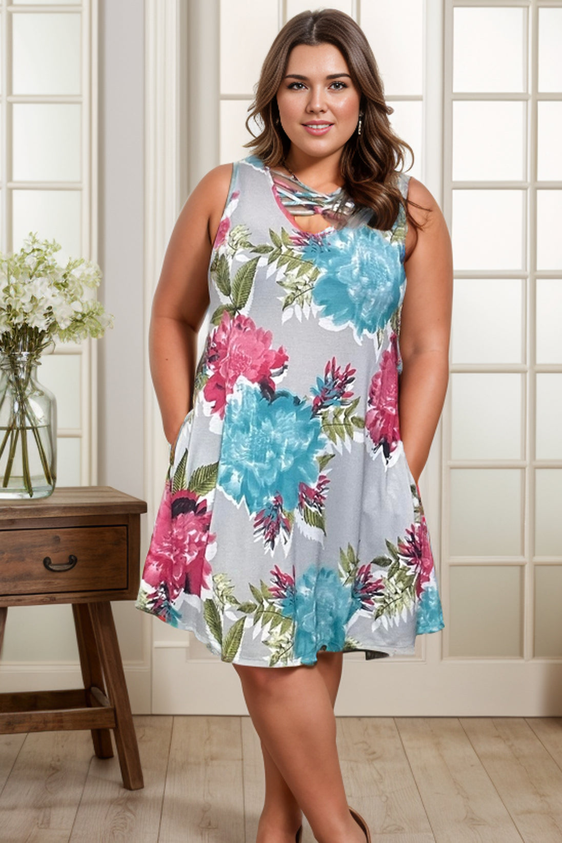 Floral Pizzaz Swing Dress