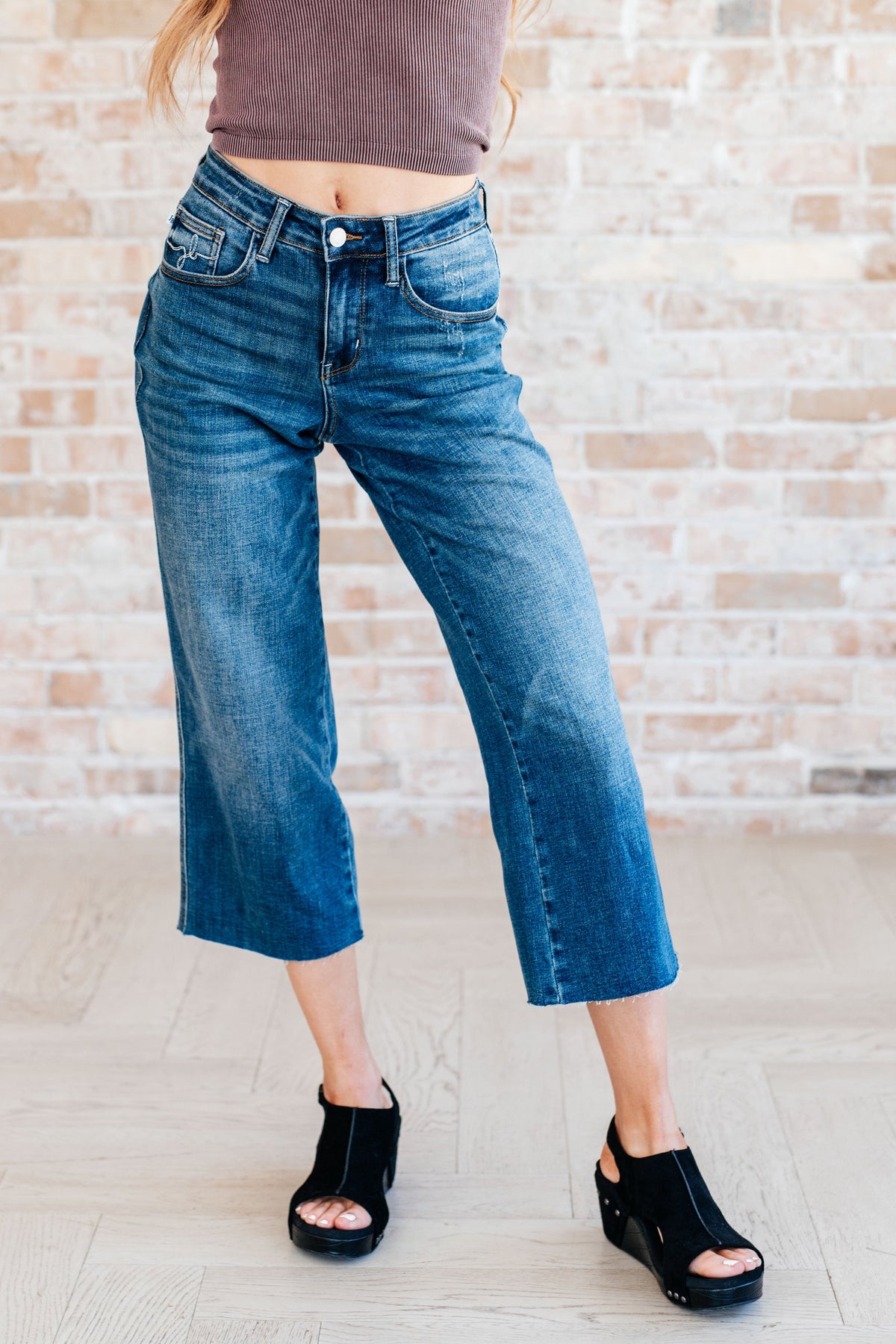 Hayes High Rise Wide Leg Crop Judy Blue Jeans