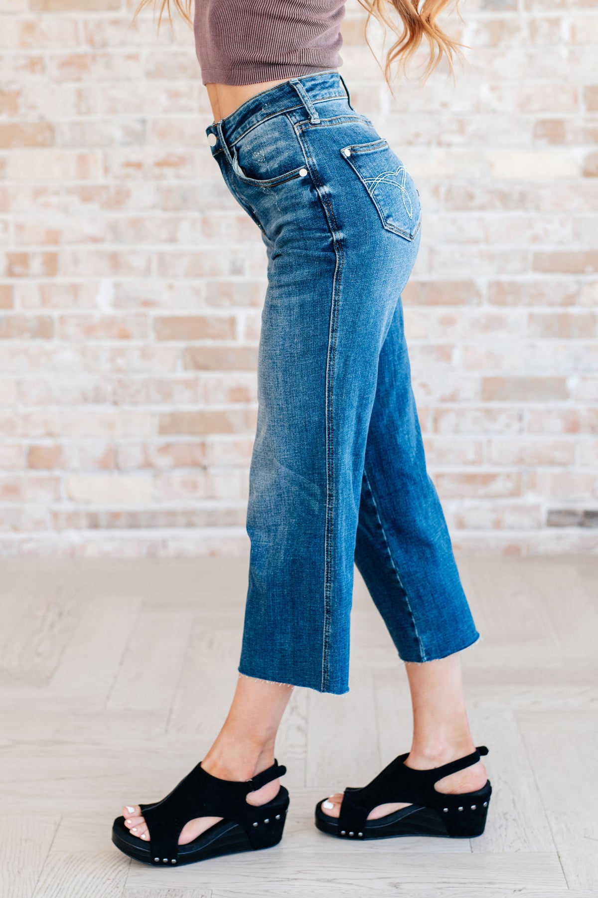 Hayes High Rise Wide Leg Crop Judy Blue Jeans