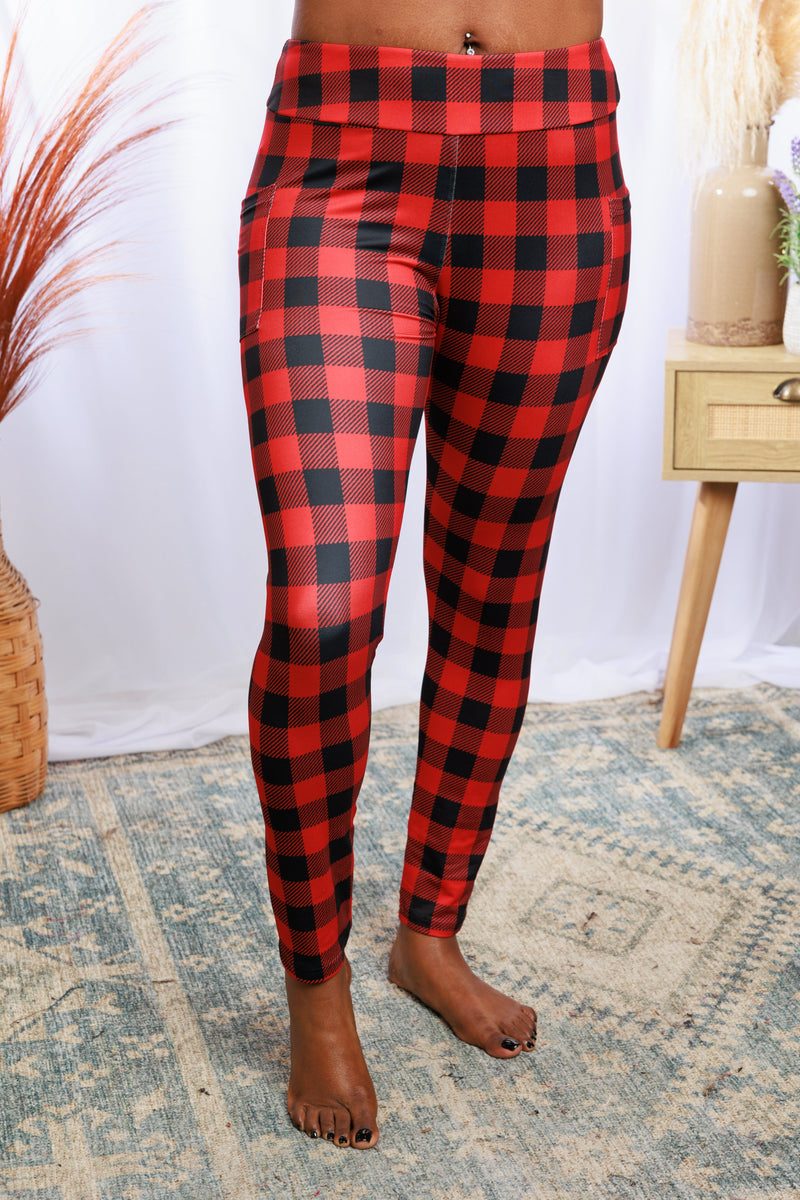 Holiday Plaid Pocket Leggings