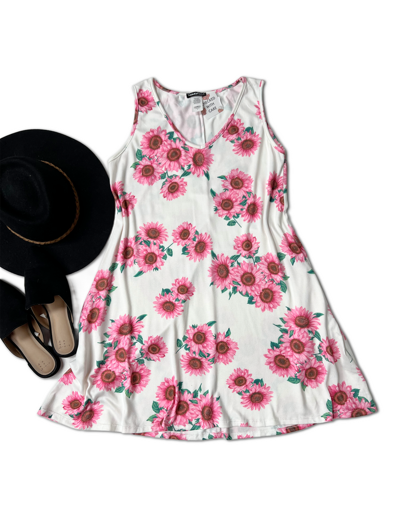 Pink Sunflowers Swing Dress