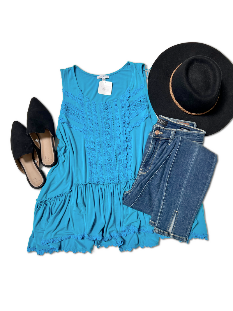 Electric Teal Sleeveless Top