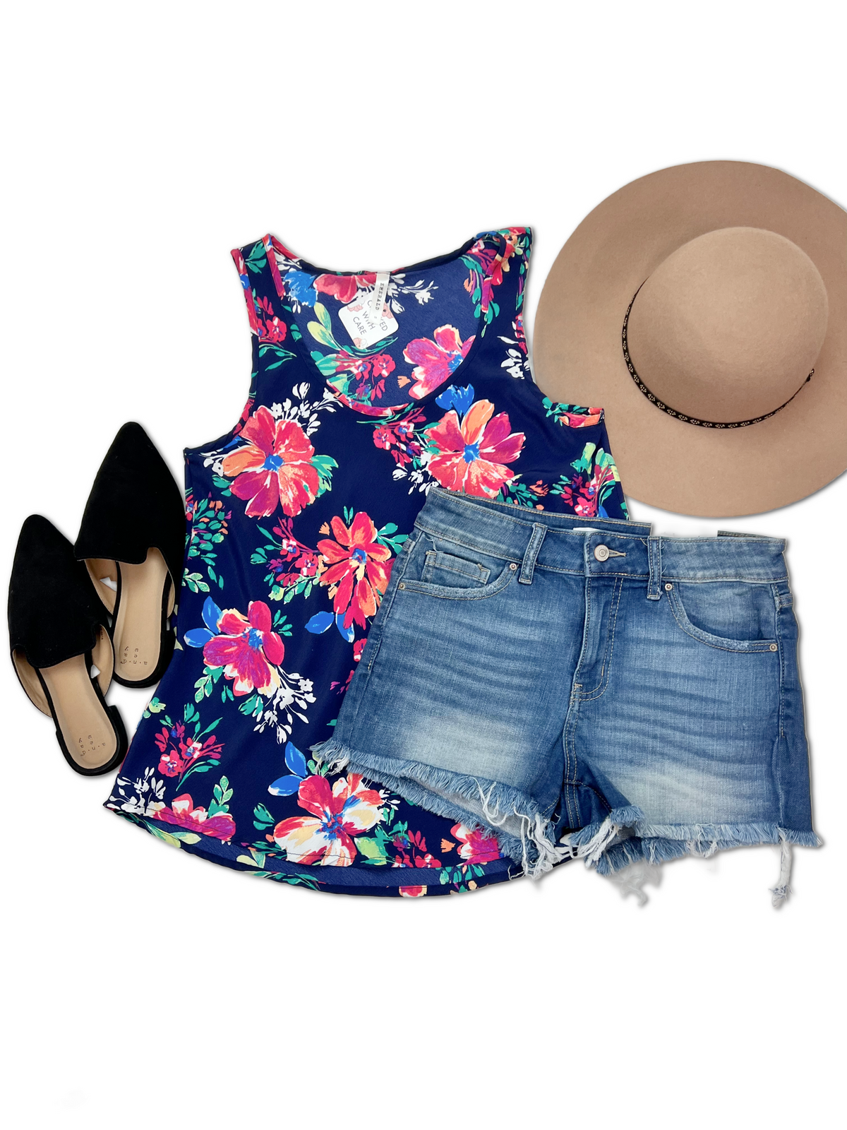 Indigo Floral Sleeveless Tank