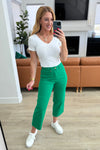 Lisa High Rise Control Top Wide Leg Crop Judy Blue Jeans in Kelly Green