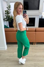 Lisa High Rise Control Top Wide Leg Crop Judy Blue Jeans in Kelly Green