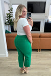 Lisa High Rise Control Top Wide Leg Crop Judy Blue Jeans in Kelly Green