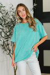 Just My Type Mineral Wash Relaxed Top in Turquoise