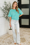 Just My Type Mineral Wash Relaxed Top in Turquoise