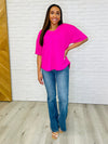Just a Casual Girly V-Neck in Fuchsia