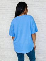 Just a Casual Girly V-Neck in Periwinkle Blue