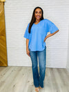 Just a Casual Girly V-Neck in Periwinkle Blue
