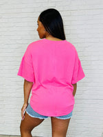 Just a Casual Girly V-Neck Tee in Pink Paradise