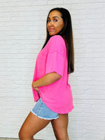 Just a Casual Girly V-Neck Tee in Pink Paradise