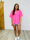 Just a Casual Girly V-Neck Tee in Pink Paradise