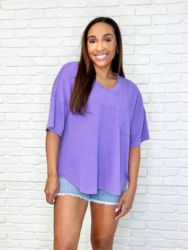 Just a Casual Girly V-Neck in Tropical Violet