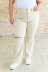 Selena High Rise Distressed 90's Straight Judy Blue Jeans in Bone