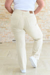Selena High Rise Distressed 90's Straight Judy Blue Jeans in Bone
