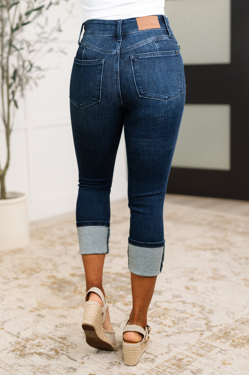 Karen High Rise Double Waist Band Capri Judy Blue Jeans
