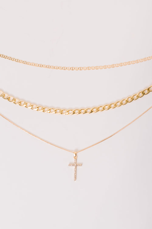 Layered Faith Necklace in Gold