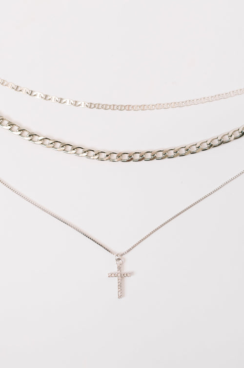 Layered Faith Necklace in Silver