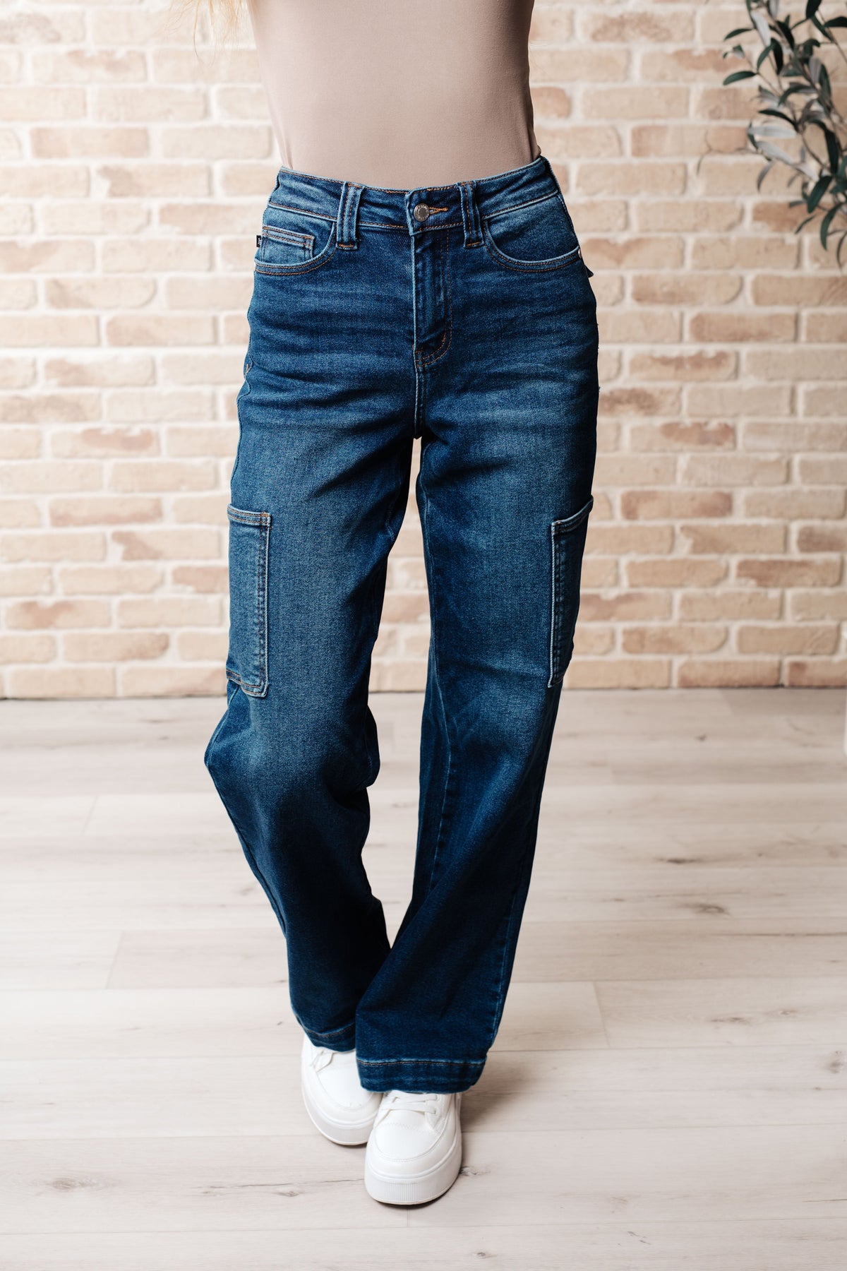 Leila High Rise Cargo Straight Judy Blue Jeans