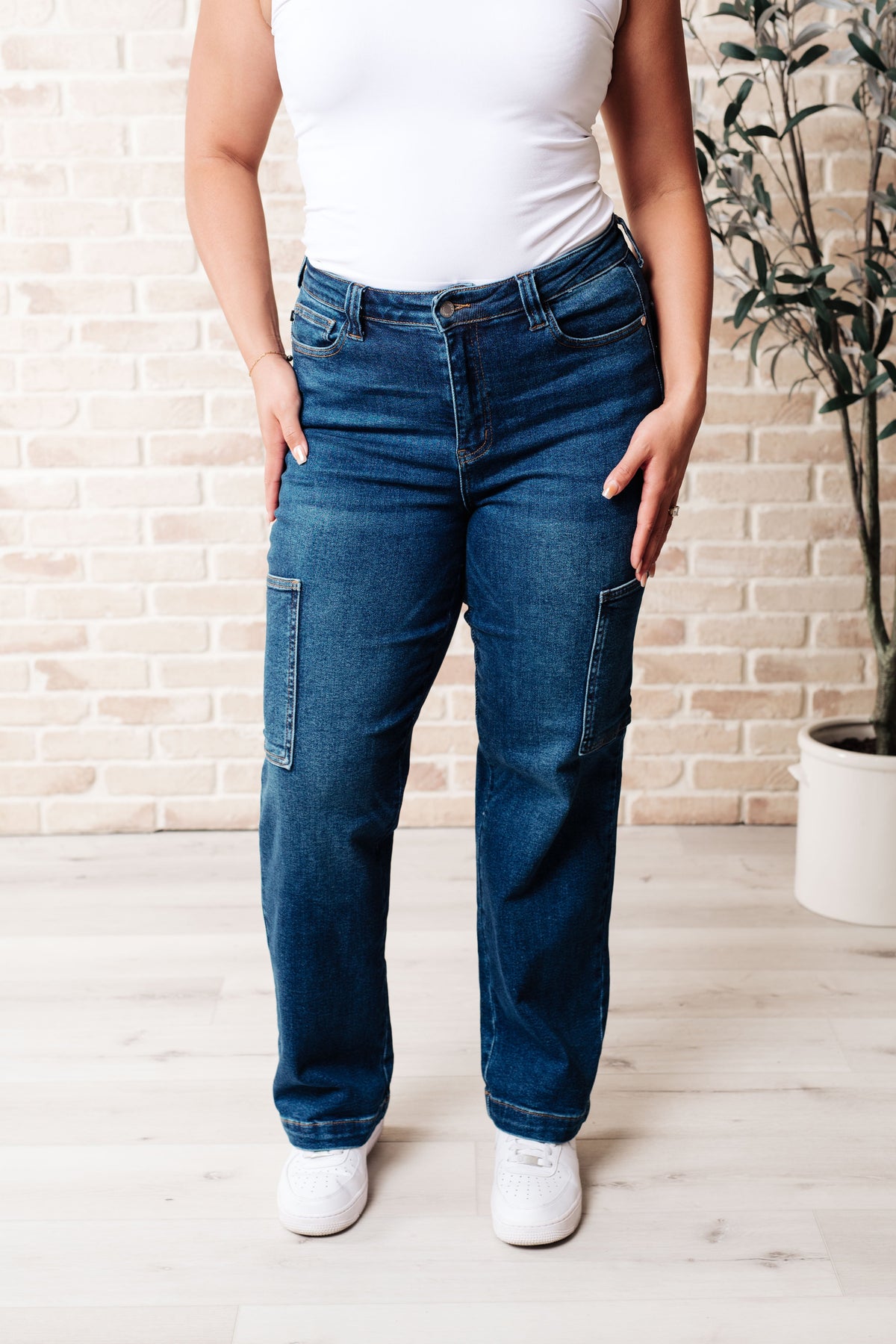 Leila High Rise Cargo Straight Judy Blue Jeans