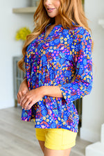 Lizzy Babydoll Top in Royal Retro Floral