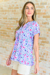 Lizzy Cap Sleeve Top in Muted Lavender and Pink Floral