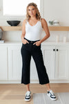 Lizzy High Rise Control Top Wide Leg Crop Judy Blue Jeans in Black