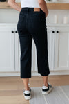 Lizzy High Rise Control Top Wide Leg Crop Judy Blue Jeans in Black