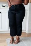 Lizzy High Rise Control Top Wide Leg Crop Judy Blue Jeans in Black