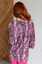 Lizzy Top in Magenta Abstract Animal Print