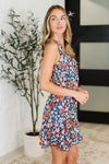 Meadow Mischief Sleeveless Dress in Navy/Orange/Teal
