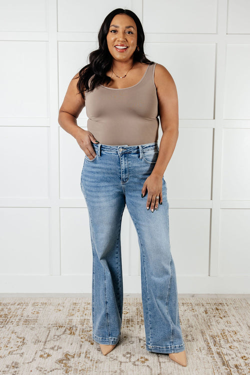 Melia High Rise Side Seam Detail Wide Leg Judy Blue Jeans