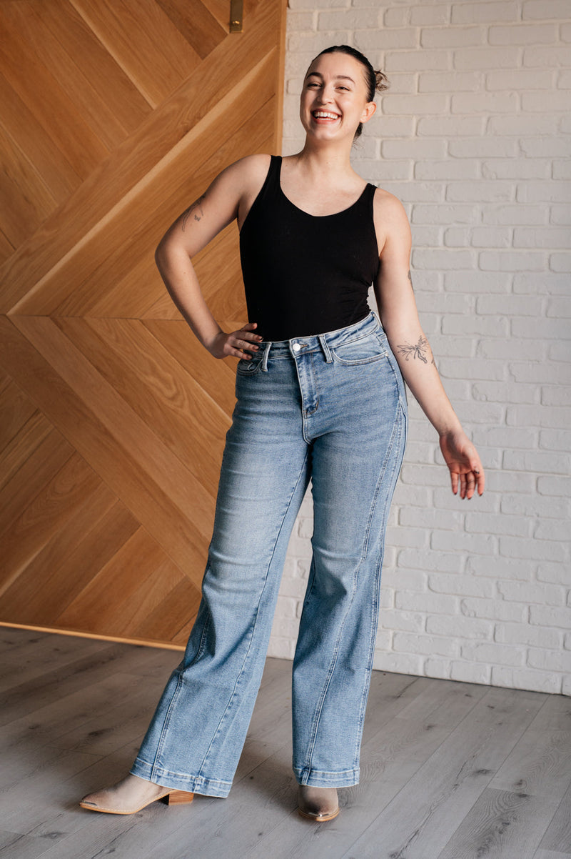 Melia High Rise Side Seam Detail Wide Leg Judy Blue Jeans