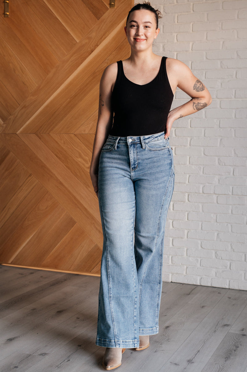 Melia High Rise Side Seam Detail Wide Leg Judy Blue Jeans