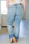 Miranda High Rise Plaid Cuff Vintage Straight Judy Blue Jeans