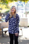 Navy and Daisy Long Sleeve Top